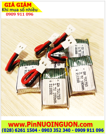 LiPo 701723 _Pin sạc 3.7v 180mAh (1S)-dòng xả 20C (7mm x 17mm x 23mm) /Đã gắn mạch sạc